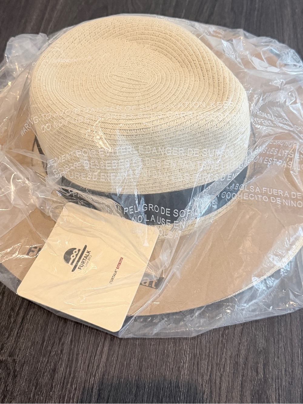 Light Beige Straw Sun Hat with Black Band